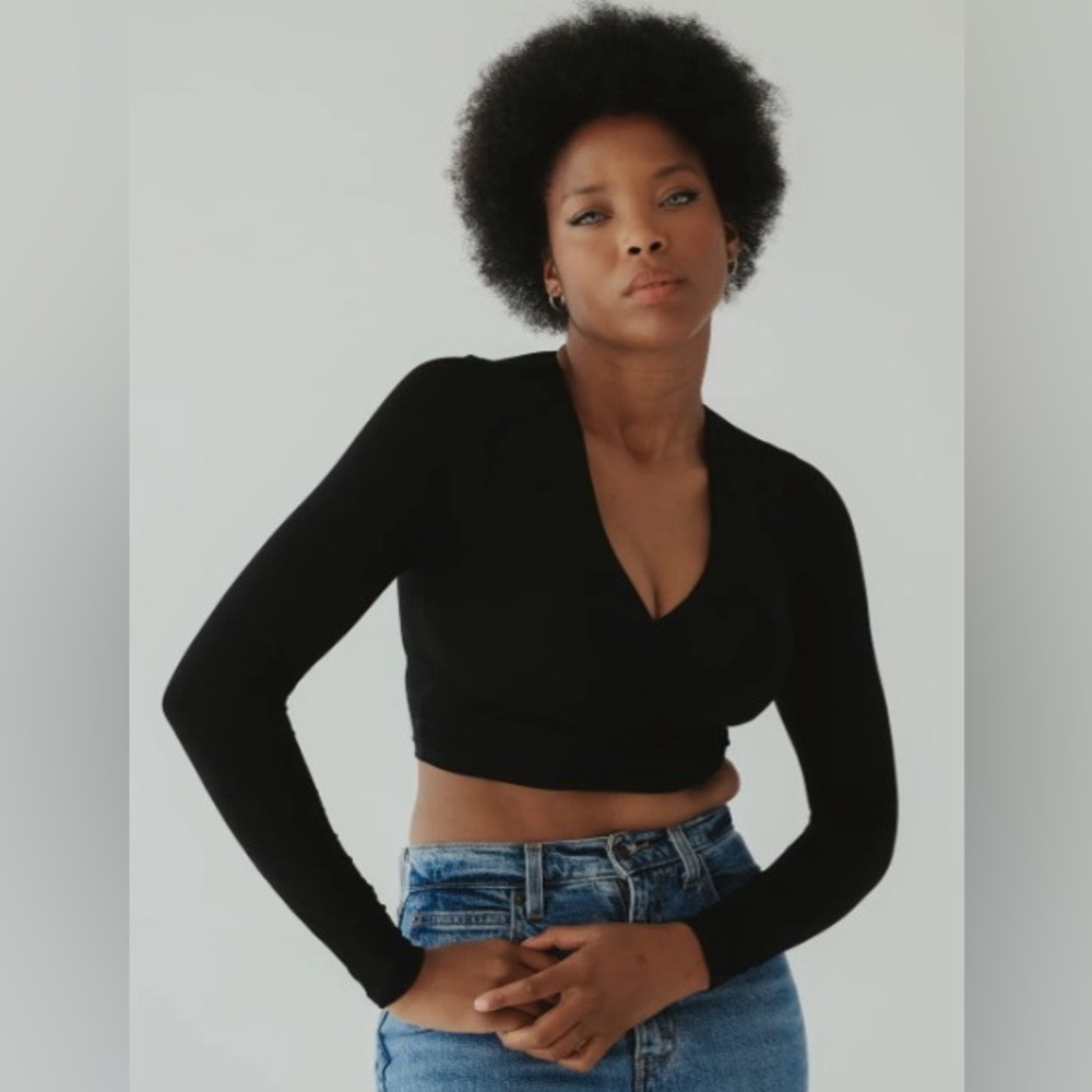 Klassy Network - Black Wrap Long Sleeve w/Built-in Bra
